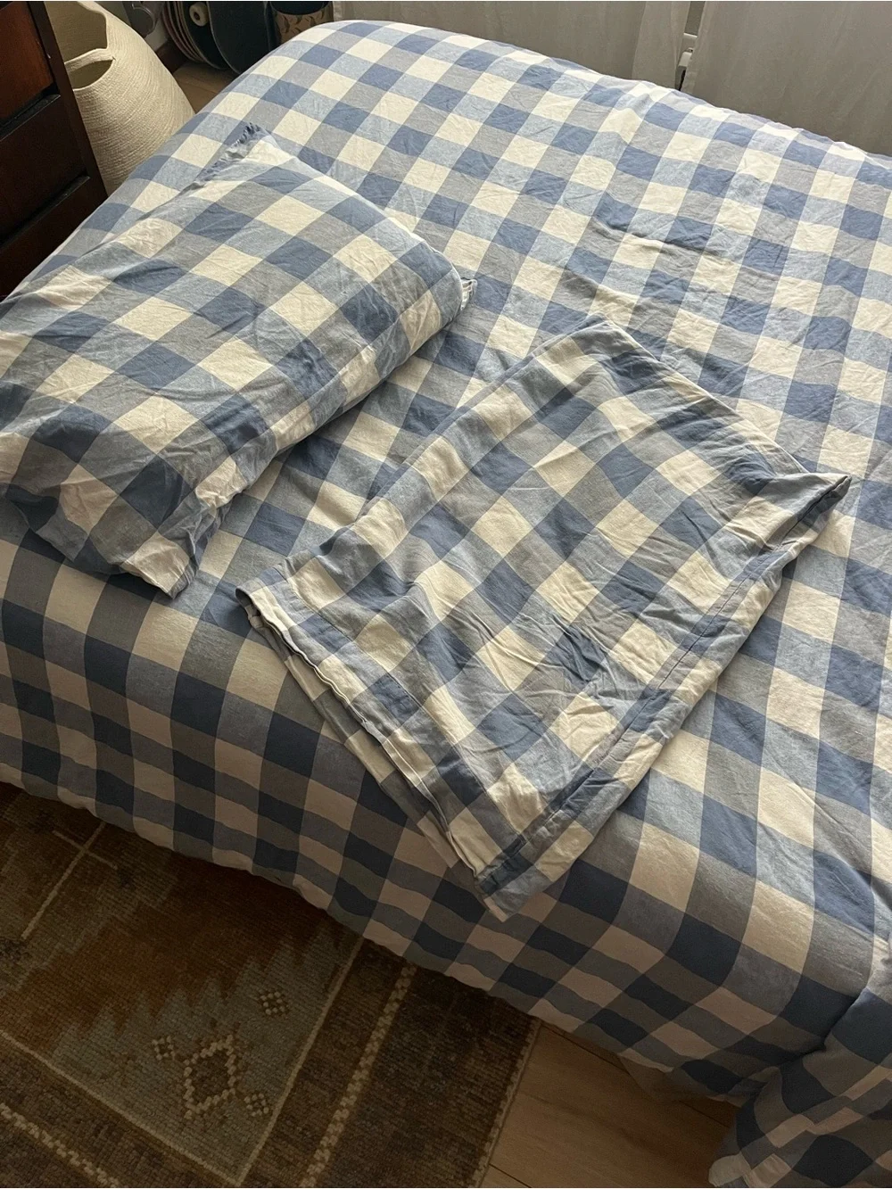 Piglet in Bed Blueberry Plaid Emsworth Full/Queen Duvet and Pillowcase Set